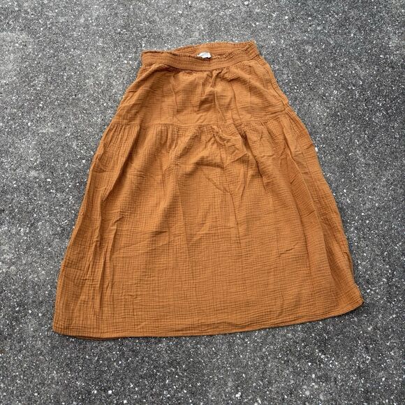Universal Thread Orange Cotton Full Midi Skirt Size Women's Medium - Picture 1 of 6